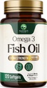 Omega 3 Fish Oil 2400 mg Suplement, Sumpably Softgels Triple Power - 3 Sufgels, Dukungan Kesehatan Otak, EPA & DHA Ikan Oil Fatty Acids Suplemen, Gluten & GMO Bebas, 120 Softgels