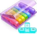 AUVON Weekly Pill Organizer 3 Kali sehari, Kotak Pil Besar 7 Hari 3 Kali sehari dengan Kontainer Terpisah, Kasus Pil Portabel untuk Obat-obatan, Vitamin, Minyak Ikan dan Suplemen