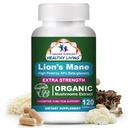 Ilmu Kanker Lions Organik Mushroom Mane Suplemen untuk Pria & Perempuan - Suplemen Otak 1.500mg untuk Memori & Fokus - Potensi Tinggi 40% Kacang - Kompleks Jamur Nootropic, 120 Count