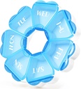 Cute Pill Organizer 7 Day, Color Blocking Weekly Pill Box, Daily Medicine Container with Large Comparts for Fish Oils / Vitamin / Medication / Suplemen (Blue)