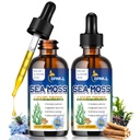 Organic Sea Moss Drops, 11 dalam 1 Black Seed Oil & Irish Liquid Sea Moss Gel Ashwagandha Burdock Root, Spirulina, Bladderwrack, Elderberry for Divalry, Imunity, Skin Hair Health, NON-GMO - 4 Fl Oz