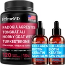 Liquid Collagen Biotin (2pk) dan Fadogia Tonkat Ali (1pk) Persediaan Bundle - PowerVitamin untuk Rambut, Skin, Nails, Hati, Energi, & Testosteron Dukungan - Non-GMO, Vegan