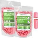 XPRS Nutra Vegan Ukuran 0 Terpisah Kapsul - 500 Count Premium Kosong Katup Terpisah di Bags - Pil 0 Kosong untuk Tambahan DIY (Pink)
