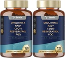Totaria Urolithin A Suplemen 100mg dengan NAD, CoQ10, Tambahan untuk Perempuan 120 Softgels untuk Antioksidan Energi Otot (Paket 2)