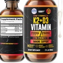 Vitamin D3 K2 Drops - Liquid Vitamin for Women, Men & Teen - Bone Power Suplemen - D3 K2 Mt Vitamin for Imune Dupport & Heart Health - Vitamin D3 10000 Iu Cair K2 Drops - 2 oz