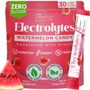 Zero Sugar Watermelon Candy Electrolytes Powder Pawder (30 Pack) - Semua Ingrediens Natural, Caffeine Free Energy for Refreshing Hydration - Vegan, Keto, Paleo Sugar Free Electrolytes Powder No Sugar