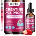 Creatine HCL Liquid Drops for Men & Women, Creatine Hydrochloride dengan L-Carnitine, L- Glutamine, BCAA, Vitamin B12 & B6 untuk Pembangunan Muscle, Energi Prograge & Recorovery- Vegan, Strawberry Flavor, 2 Fl Oz