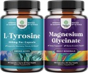 Bundle of Free Form L Tyrosine 500mg Capsules - Suplemen Kekuatan Tinggi L- Tyrosine untuk Mental Energy dan Dukungan Fokus dan Magnesium Glycinate 400mg Per Serving untuk Mood Sleep dan Relaxation
