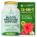 Suplemen Tekanan Darah PurePremium dengan Hawthorn Berry, Hibiscus, Garlic & Vitamin B12 - Nitric Oxide Suplemen untuk Kesehatan Jantung Normal, Dukungan Kesehatan & Darah Sirkulasi - 180ct