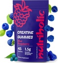 Cretine Monohydrate Gummies for Men and Women - Mudah Digest, Vegan, Gluten- Free, Non-GMO, 1.5g Creatine per Gummy - 45 Count, Blue Raspberry)