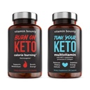 Vitamin Bounty Tune Anda Keto dan Burn on Keto Bundle - Keto Multivitamin, Calorie Burning for Women, Premium Raspberry Ketones, Dukungan Energi - Bundle 60 Capsule Masing-masing