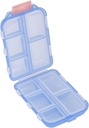 Pill Case - Portable Tablet Container Box dengan 10 kompartemen - Medicine Capsule Vitamin Foldable Organizer Dispenser Holder untuk Travel Pocket Purse - Clear Blue
