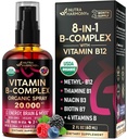 Spray 8-in 1 - B5 Pantothenic Acid 124; B12 Methylcobalamin 124; B1 Thiamine 124; B6 Pyridoxine 124; B7 Biotin 14; B9 Folic 124; B3 Niacinamide - Dibuat di USA Support, 2lF