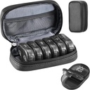 Serfeymi Weekly Travel Pill Organizer 2 Kali sehari pagi Hari Upgraded Black Pill Box 7 Hari dengan Portable Zipher Pill Case, Medicine Organizer for Pills, Vitamin, Fish Oils - Black 01