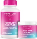 Pink Stork Fertilitas Suplemen Perempuan dan Liar Yam Cream untuk Mendukung Konception dan Hormone Keseimbangan, Inositol, Ashwagandha, Vitex, dan Folate-Duo