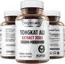 Lab Vegan Tongkat Ali 200: 1 Ekstrak, 1200 MG Per Pelayan - 180 Vegan Kapsul - Mendukung Energi dan Stamina - Gluten Bebas, Tambahan Premium Non-