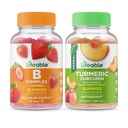 Kompleks B Lifeable + Turmeric Curcumin, Gummies Bundle - Great Tasting, Vitamin Suplemen, Gluten Free, GMO Bebas, Chewable