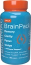 Brainiac Daily BrainPack Gummies, Supports BrainHealth with Omega 3 DHA EPA DPA, Chooline, B6 & B12 and Lutein for Eye Health with Imune Dukung, Citrus Berry Flavor, 90 ct