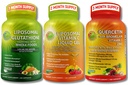 Daily Imune & Antioksidant Dukung Bundle - Lipodal Vitamin C 11100mg Liquid Gel + Lipomal Glutathione 500mg + Quercetin dengan Bromelain, Zinc & Whole Food Blend