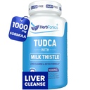 Herbtonics TudCA 1000mg Liver Detox & Gallbrew Dukung - Milk Thistle & Pterostilbene Enhanced Bile Salt for Liver Cleanse, Heally Bile Flow, and Digetisy Health (60 Vegan Capsules)