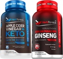 Herbtonics Apple Cider Venegar Capsules Plus Keto BHB 124; Fat Burner & Weight Looss Suplemen Perempuan & Pria - Kekuatan Tinggi Ginseng Ekstrak Merah Panax Korea - Performance Dukungan untuk Pria & Perempuan