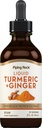 Piping Rock Turmeric dan Ginger Liquid Drops 12.4; 2 Fl Oz 124; Taincture Suplemen dengan Black Pepper Extract 126; Vegan, Non- GMO, Gluten Free