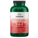 Swanson MultiOmega 3-6-9 - Non- GMO Flax, Borage & Fish Oil Capsules - Estile Acids Supporting Cardiovascular Health & Brain - (220 Softgels, 2400mg Serving)