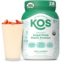 Karos Vegan Powder, Unflashored & Unsweetened - Low Carb Pea Protein Blend, Organic Superfood Rich di Vitamin & Minamins - Keto, Soy, Dairy Free - Meal Replacement for Women & Men