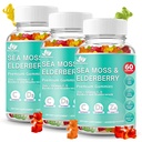 BIO VITALICA Sea Moss Gummies Elderberry BioVitalica - Vitamin C + Zinc - Irish Seamoss Vegan with Sea Moss Gel & powder for Immunity, Detox - for Dewata and Kid (3Packs)