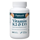 Pattern Wellness Vitamin K2 & D3 Suplemen dengan Kalsium - Bone Health, Sirkulasi Wellness & Imune Dukungan - Non-GMO - 60 Capsules
