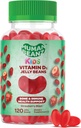Vitamin D3 Jelly Bean Gummies for Kids, 25mcg / 1000 IU Vitamin D, Suplemen Vegetarian Nutrasional, 120 Strawberry Blast Jelly Beans, Kosher