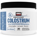FORCE FACE Awesome Colostrum untuk Mendukung Kesehatan Gut, Fungsi Imune, Pemulihan, & More, Colostrum Suplemen Bovine, Pasture- Dibesarkan, Grass Feed, Hormone Bebas, Alamiah Tanpa Rasa, 30 Servis