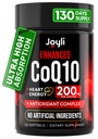 Absorpsi Tinggi CoQ10 200MG - Co Q10, 200mg Softgels for Heart Health & Energy Produksi - Enhanced Co Q 10 Suplemen dan Flaxseed Oil - CoQ10 200 mg Per Serving