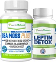 Power By Compals: Organic Sea Moss dan Leptin Detox Bundle - 60 Vegan Capsules Masing-masing - Plant - Berbasis, Gluten- Free Suplemen Imune dan Pembersih Alam