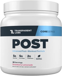 Transparent Labs Post - Post-Workout Pemulihan Muscle Builder dengan L-Glutamine, Beta- Alanine dan BetaPure Betaine Anhydrous untuk Pembangunan Muscle dan Otot - 30 Pelayan, Lemonade Strawberry