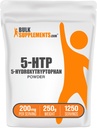 BulkSuplements.com 5- HTP Powder - 5- Hydroxyptophan, 5 HTP Suplemen - 5- HTP 200mg, Mood Dukungan Suplemen - Gluten Bebas, 200mg per Serving, 250g (8.8 oz) (Paket 1)