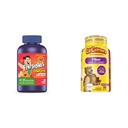 Flintstones Vitamin Chewable Kids Vitamin, Complete Multivitamin & L 'il Critters Fiber Daily Gummy Suplemen untuk Anak-anak, untuk Dukungan Digetical, Berry dan Lemon Flavors, 90 Gummies