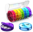 Weekly Pill Organizer 2 Kali sehari - Large Kapasitas - Kotak Pill 7 Hari dengan Airtight Lid Lock - Portable Pill Case untuk Purse - Ideal untuk Vitamin, Suplemen, dan Pil Minyak Ikan (Rainbow)