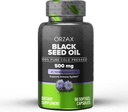 ORZAX Black Seed Oil Cold Menekan 100% Pure 124; Non-GMO - Rich in Omega 3 6 9 & Thymoquinone: