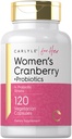 Carlyle Women 's Cranberry Plus Progories 124; 120 Capsules 124; dengan 14 Strains Probiotic 124; Vegetarian, Non-GMO, Gluten Free Suppplemen 124; untuk Her