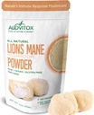Alovitox Organic Lion 's Mane Mashroom Powder 124; Natural Superfood for Brain, Energy & Imune Health, Menyediakan Dukungan Neural, Perlindungan GI, Mandiovascular Beneces 124; Nor-GMO, Vegan, Gluten- Free 124z