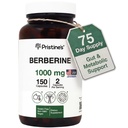 PRISTINE 'S Berberine Tambahan Kapsul - 1000 MG 75 Day Supply 150 Kapsul - Heart, & Imunity Health Dukung Antioksidant - Digetical Tract & Healthy Gut Flora Dukungan