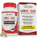 # 1 URIC GO Uric Acid Cleanse Supplemen Dukungan untuk G.O.U.T - Natural Kitney Detox Formula Chanmula Chanca Piedra, Benih Celery, Tart Cherry, Cranberry, Prenate, Turmeric, Vegan Non-60 Capsules