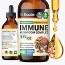BIO KRAUTER Imune Dukung Mushroom Suplemen - Lions Mane, Shiitake, Turkey Tail, Reishi, Chaga & Maitake Liquid Extract - Mushroom Complex Taincture - Vegan Drops 4 Fl.Oz.