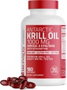 Bronson Antartika Krill Oil 1000 mg dengan Omega- 3s EPA, DHA, Astaxanthin dan Phospholipids 180 Softgeels