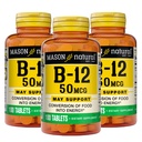 Mason Natural Vitamin B12 50 mcg dengan Kalsium, 300, Tambahan Hari, Tambahan Dieter untuk Mendukung Tingkat Energi Alam, 100 Tablet (Paket 3)
