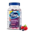 TUMS Heartburn Plus Sleep Support Chewable Diweetary Tablets for Occational Heartburn Relief Plus Sleep Dukung, Berry Fusion - 54 Count