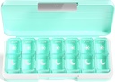 Zoksi Am Pill Organizer 7 Day, Weekly Pill Box 2 Kali sehari, Medicine Pill Organizer dengan Kompartemen Terpisah, Case Travel Dispenser untuk Vitamin, Ikan Oil, Obat-obatan (Hijau)