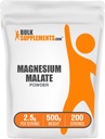 BulkSuplements.com Magnesium Malate Powder - Magnesium Suplemen, Biovavailabillity Tinggi - Unflashtened & Gluten Free, 2.5g per Serving, 500g (1.1 lbs) (Paket 1)