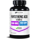 Healtfare Pantothenic Acid 500mg Vitamin B5 Suplement 124; 200 Vegan Capsules 124; Ekstra Energi & Metabolisme Mendukung 124; Non-GMO, Gluten- Gratis 124; Dibuat di AS